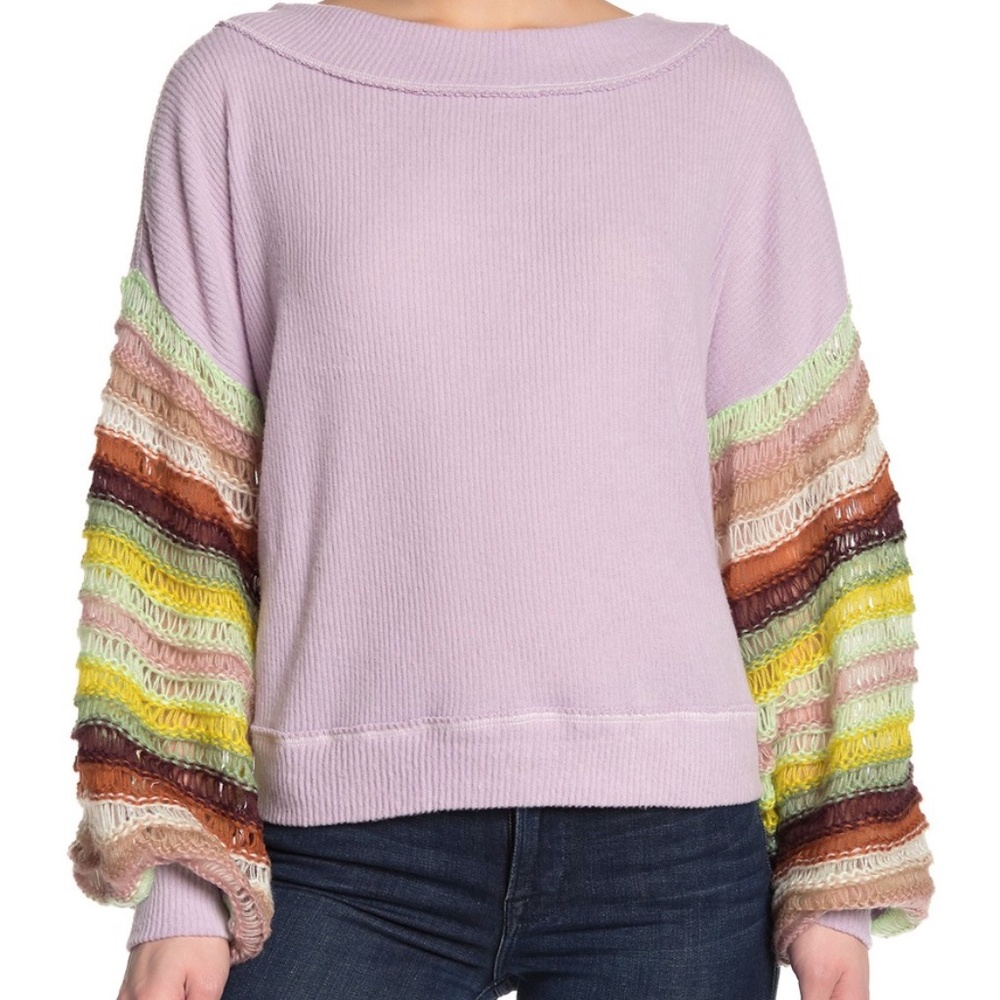 🌈 *RARE* Free People Balloon Sweater Pastel Pink Like New